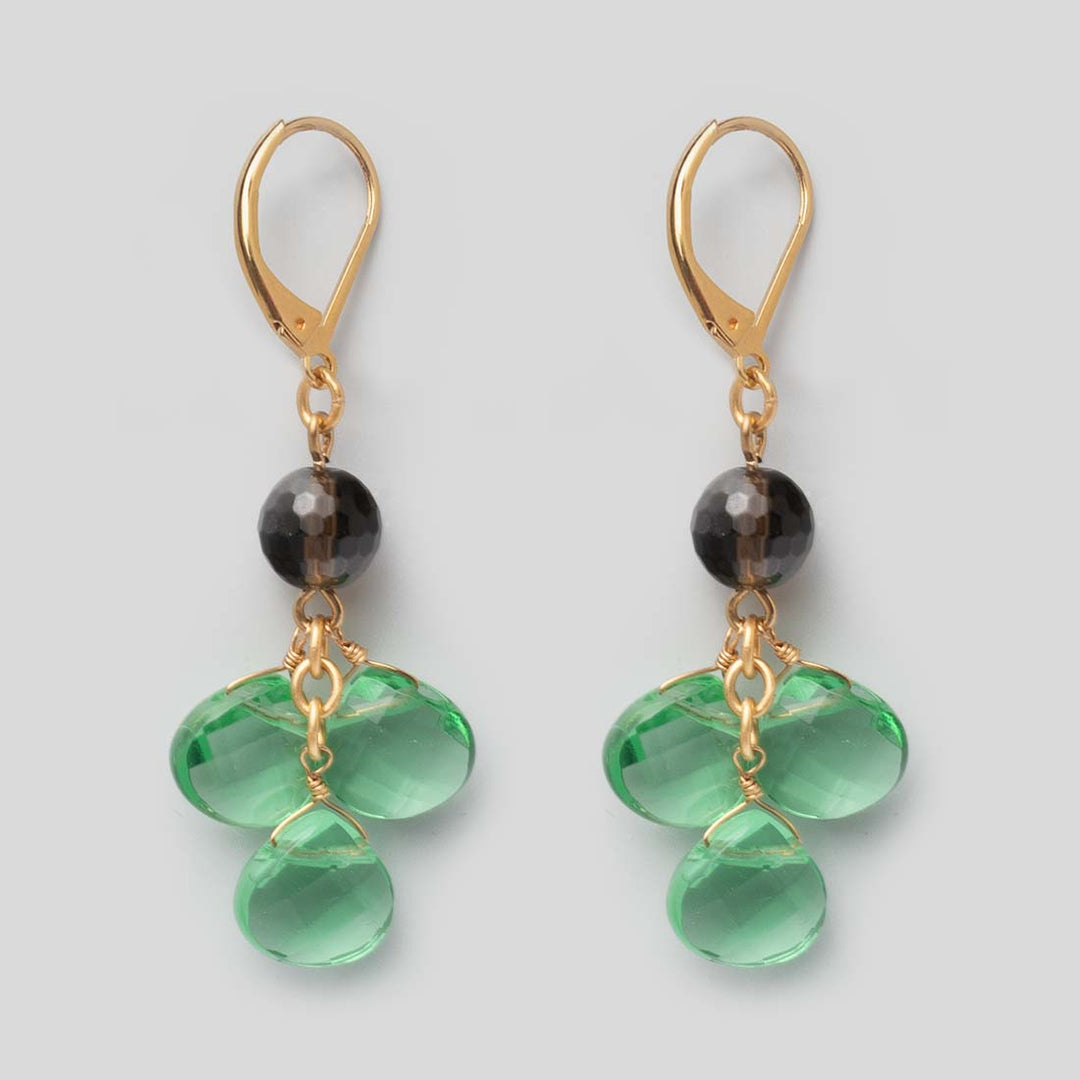 Ohrhänger 4 Stone Cluster Green Jade
