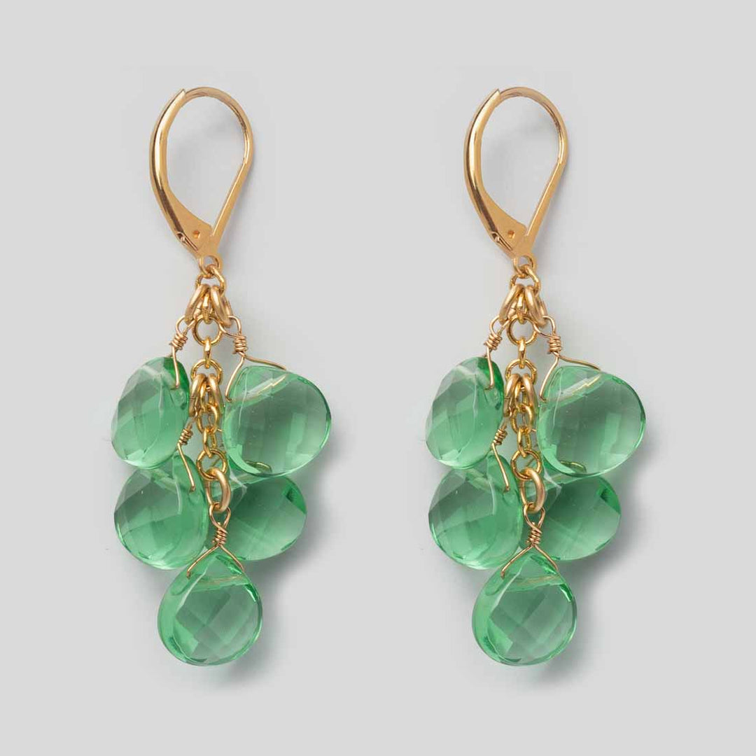 Ohrhänger 5 Stone Cluster Fern Green