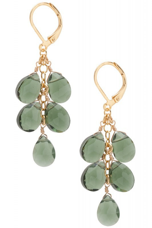 Ohrringe 5 Stone Cluster Moss Green Quarz