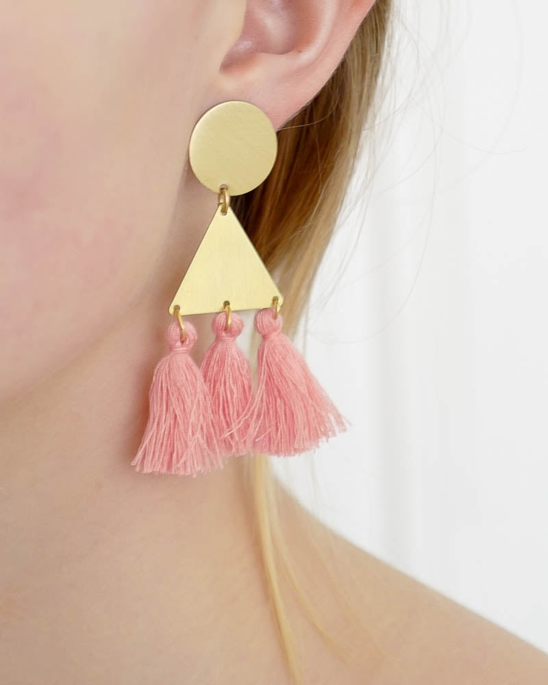 Ohrringe Large Triangle Pink Neon