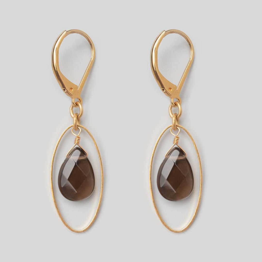 Ohrhänger Ellipse Smokey Quartz