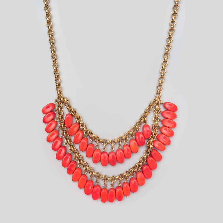 Halskette Collier orange - vergoldet
