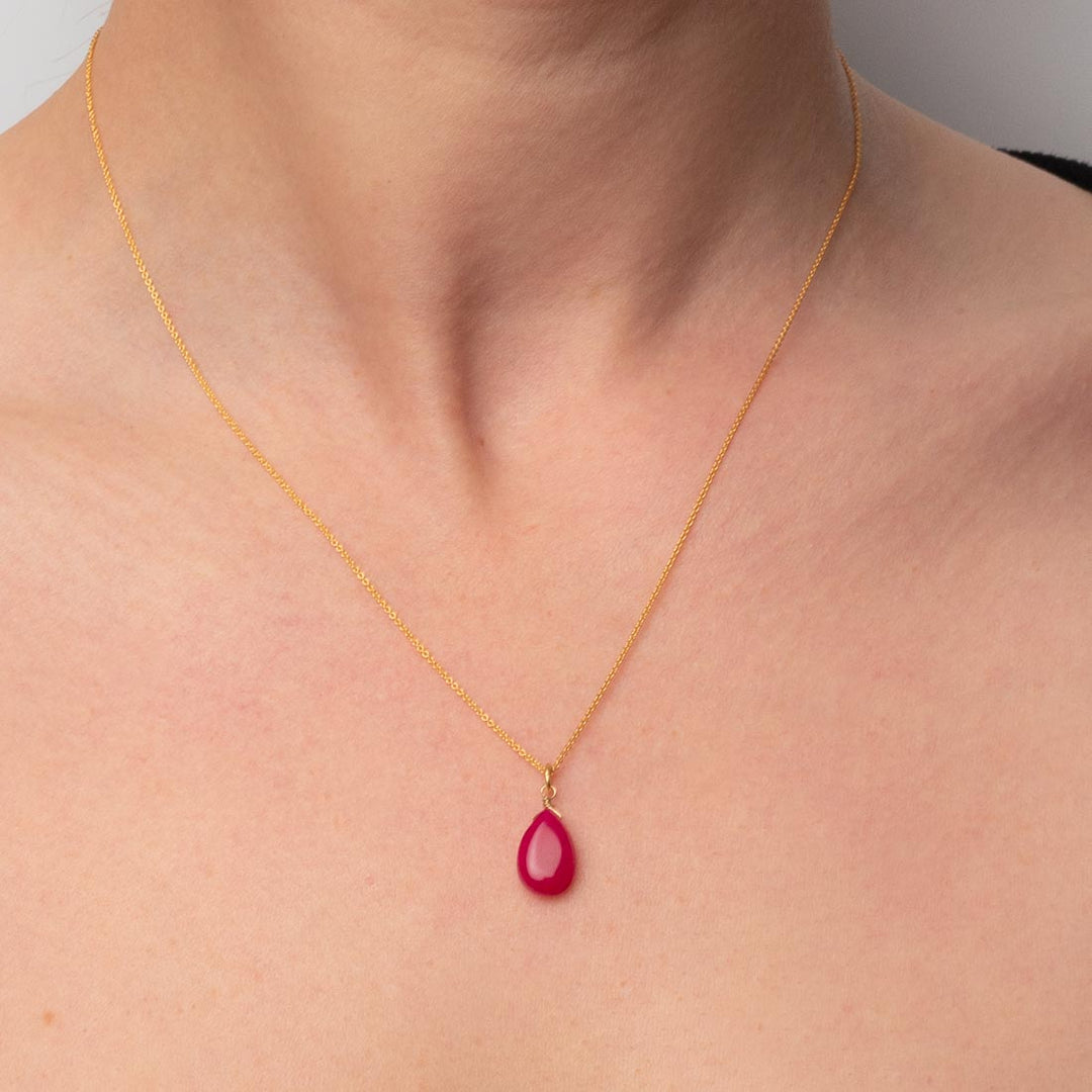 Halskette Drop - Chalzedon Pink