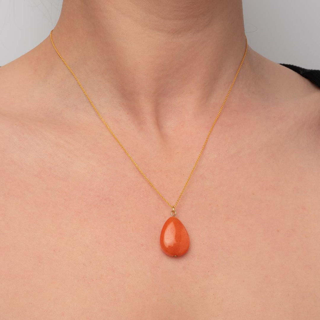 Halskette Drop - Chalzedon Orange