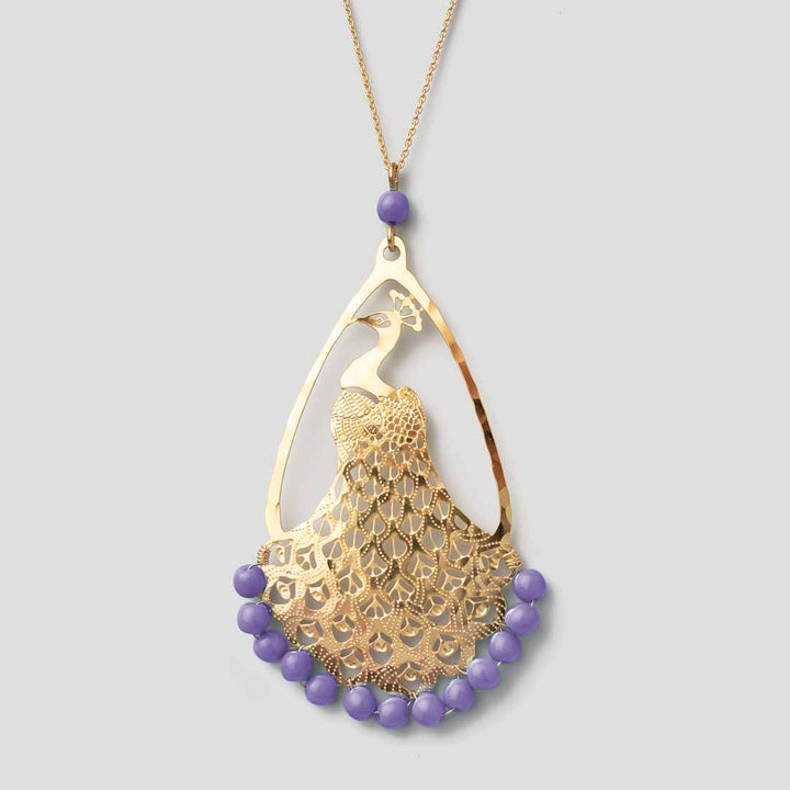 Halskette Lasercut Pfau Violett