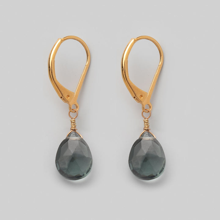 Ohrringe Drop - Quarz Blaugrau