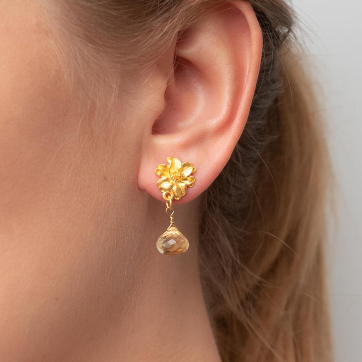 Ohrstecker Blossom - Facettierter Citrin