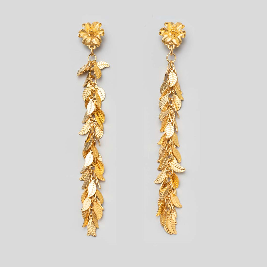 Ohrstecker Blossom - Lange Goldblätter