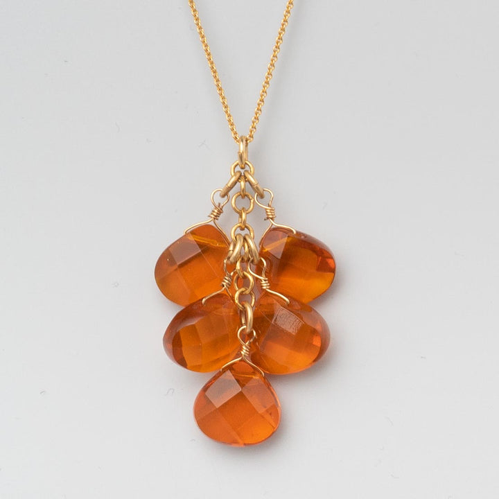 Halskette 5 Stone Cluster Orange Quarz
