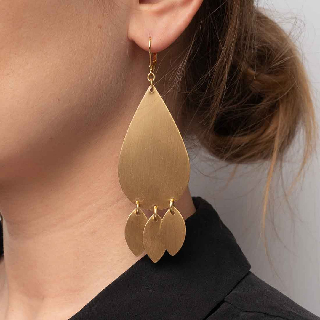 Ohrhänger Satin Brass - Elipsen