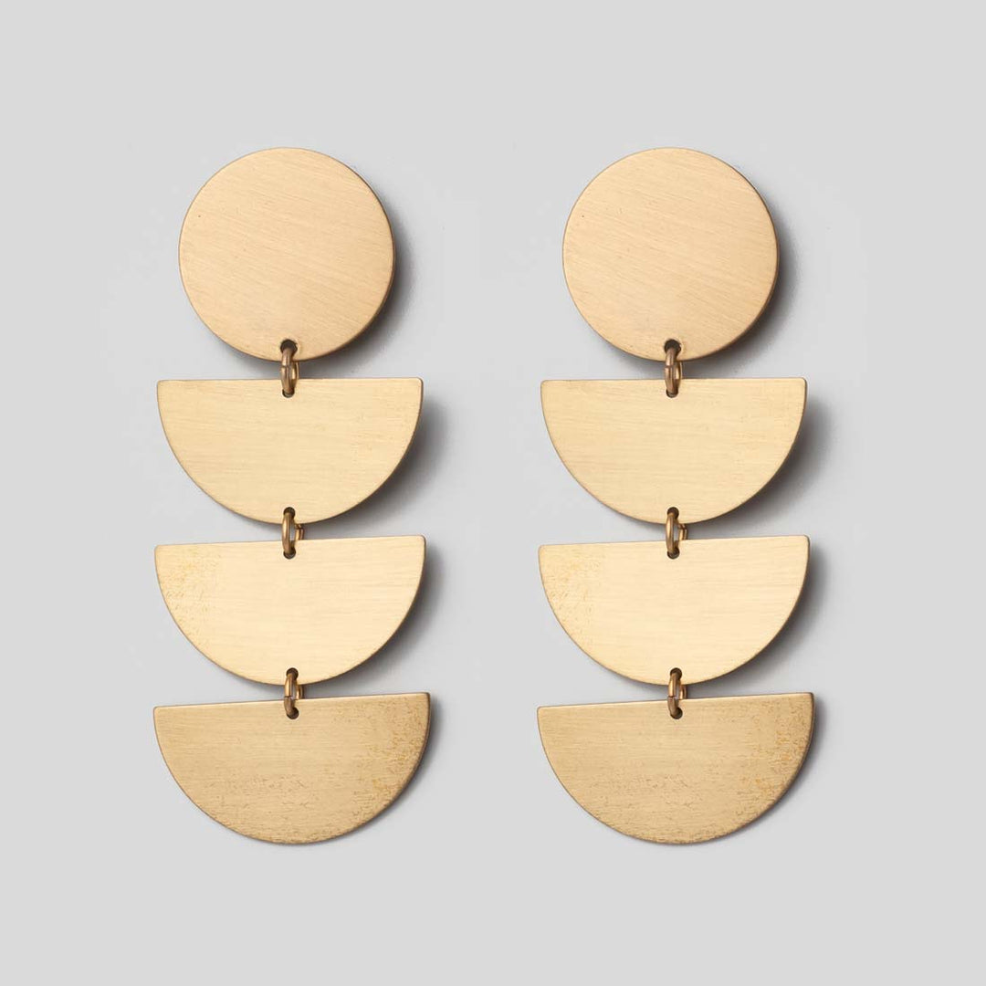Ohrhänger Satin Brass - Kreise und Halbkreise