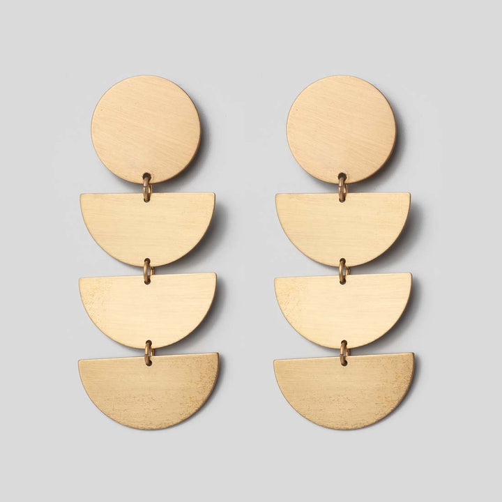 Ohrhänger Satin Brass - Kreise und Halbkreise