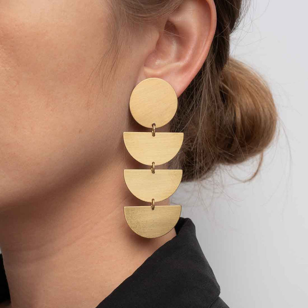 Ohrhänger Satin Brass - Kreise und Halbkreise