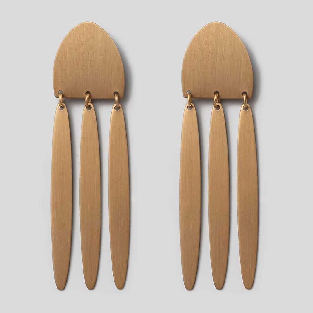 Ohrhänger Satin Brass - matte Elipsen