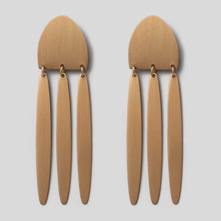 Ohrhänger Satin Brass - matte Elipsen