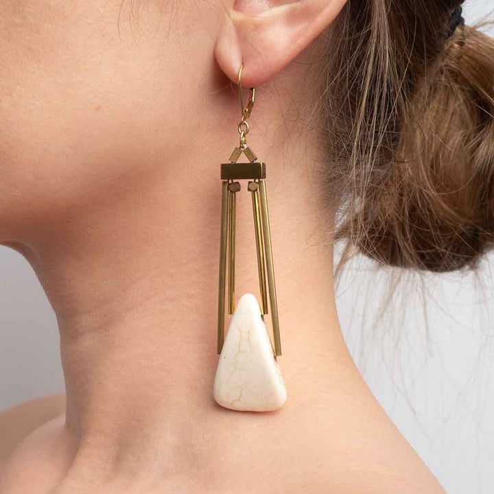 Ohrhänger mit Barren und Marble Jade