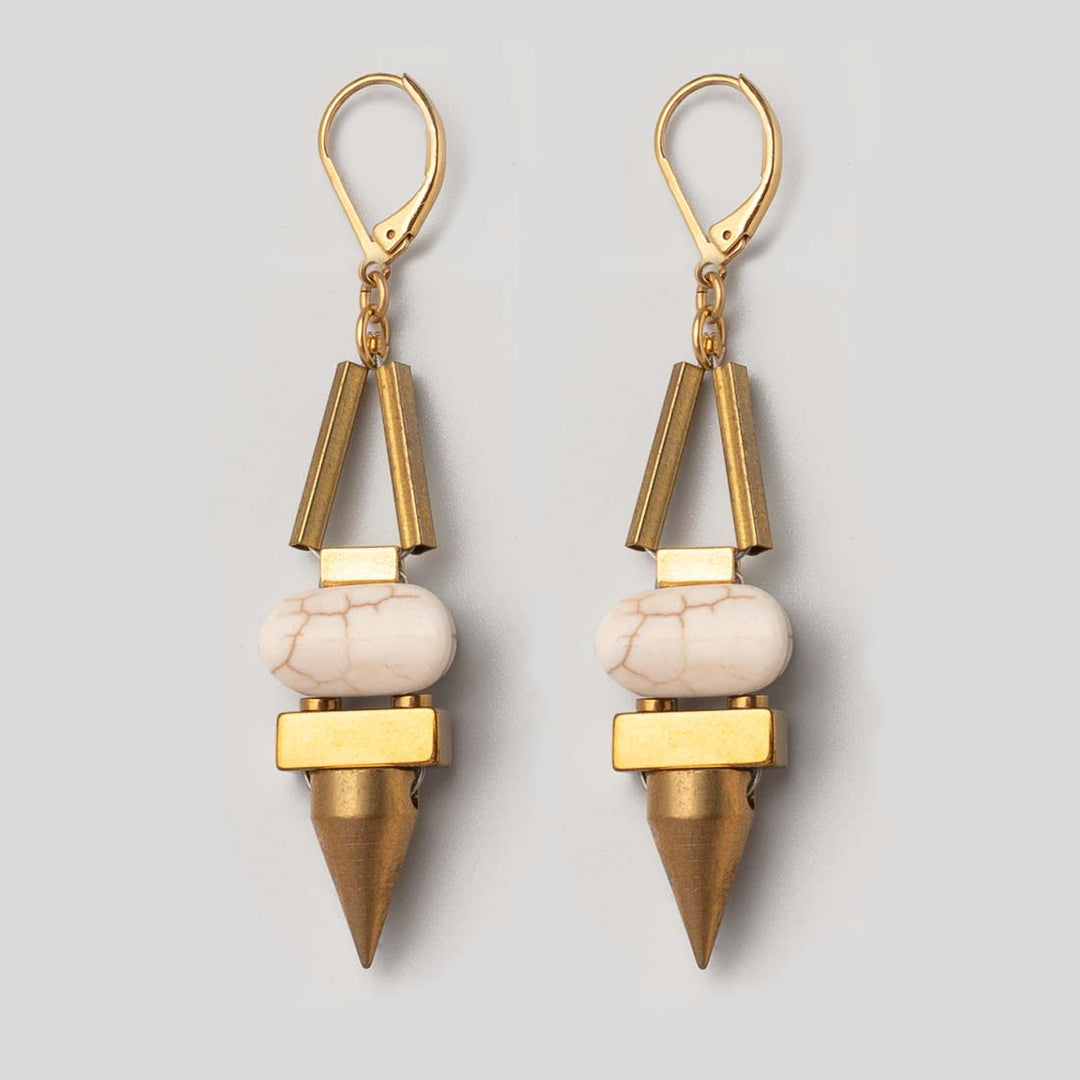 Ohrhänger mit Zylinder und Marble Jade