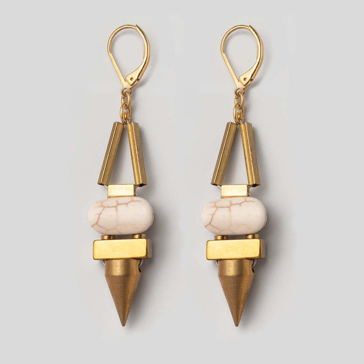 Ohrhänger mit Zylinder und Marble Jade