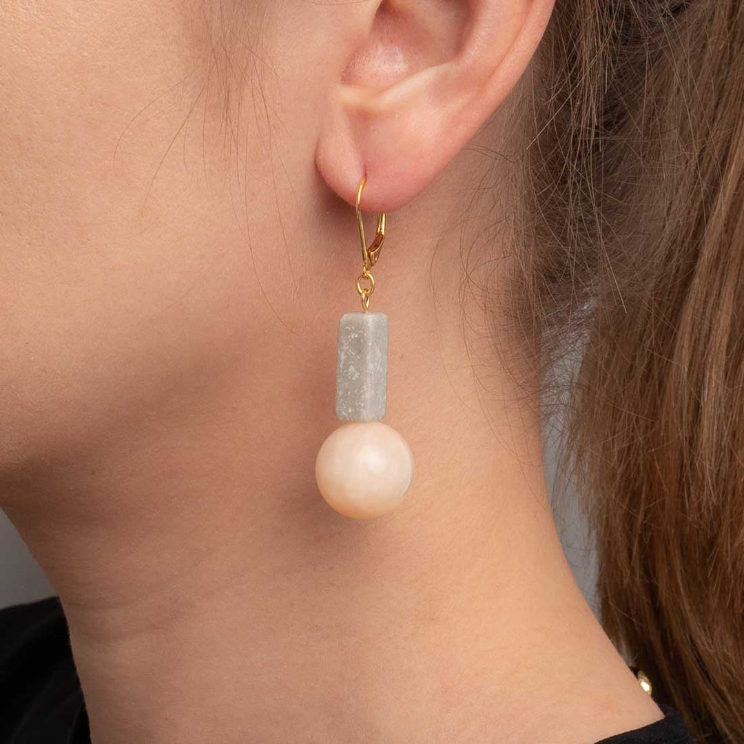Ohrringe Grey Marmor mit Achat