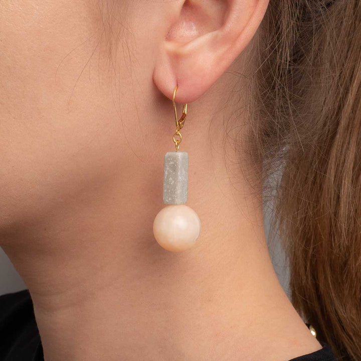 Ohrringe Grey Marmor mit Achat