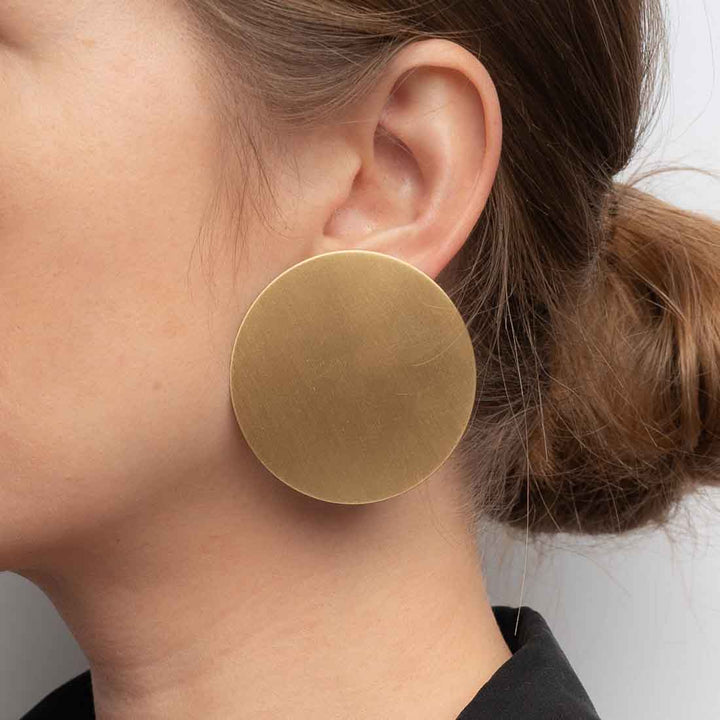 Ohrstecker Satin Brass - Messingscheibe 50 mm
