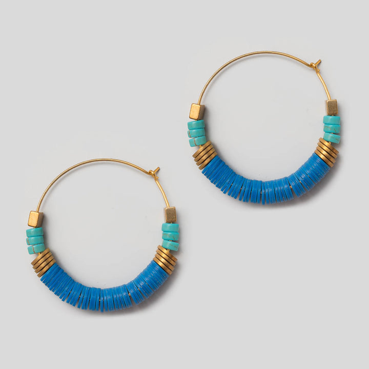 Creolen 40 mm in Blau und Tükistönen