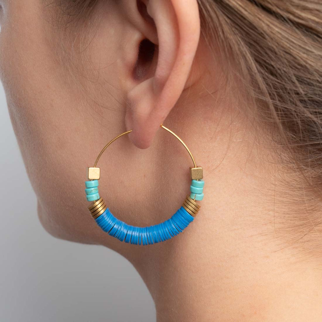 Creolen 40 mm in Blau und Tükistönen