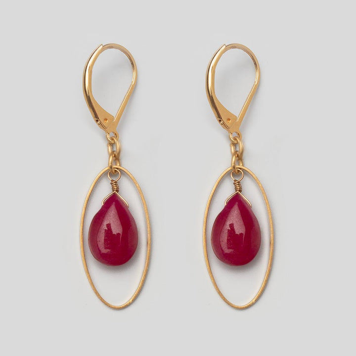 Ohrhänger Elipse Chalcedon Dunkelmagenta