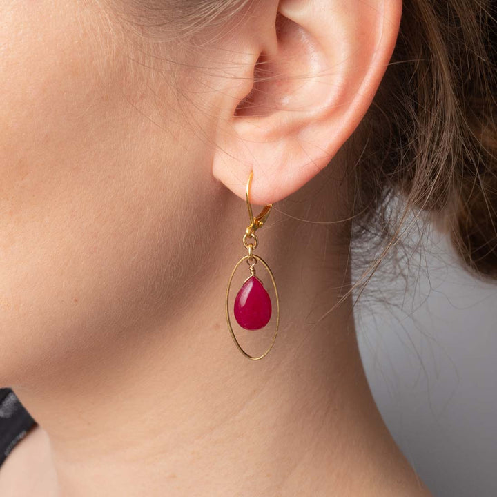 Ohrhänger Elipse Chalcedon Dunkelmagenta