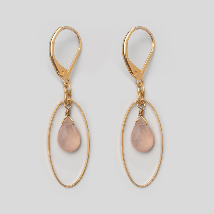 Ohrhänger Elipse rosa Chalcedon